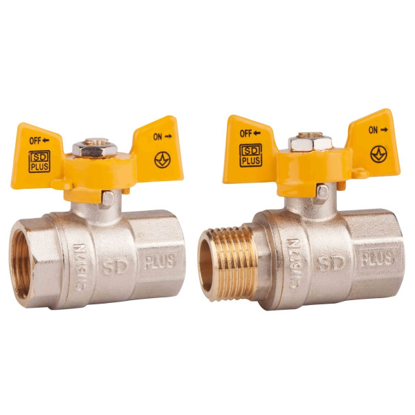 Кран кульовий газовый SD Plus 1/2" Pn 40 (метелик)
