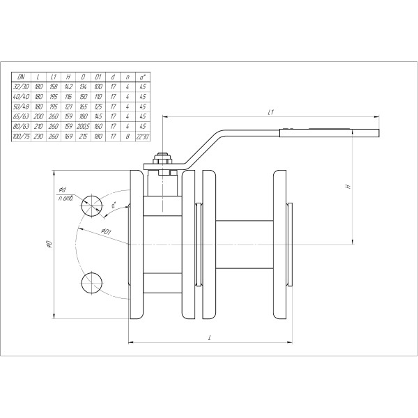Кран кульовий міжфланцевий LD Стриж DN100 PN16 (оцинкований)