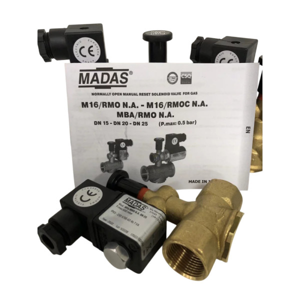 Клапан електромагнітний MADAS M16/RMO N.A. DN15 500 mbar (напівпрохідний)