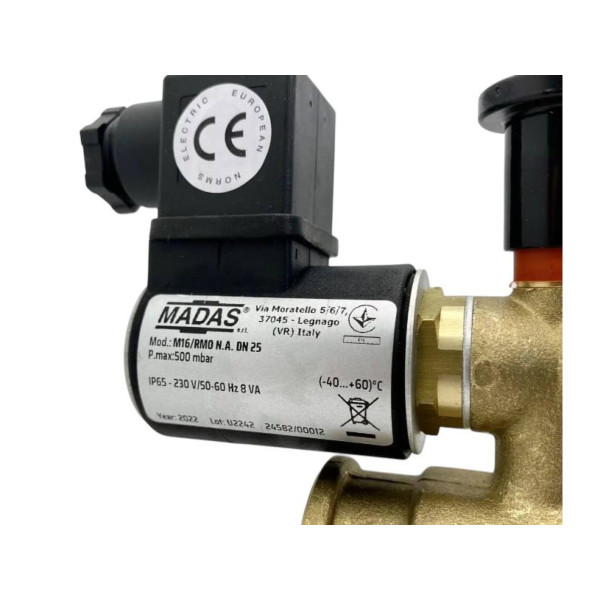 Клапан MADAS M16/RMO N.A. DN25 500 mbar 12V (напівпрохідний)