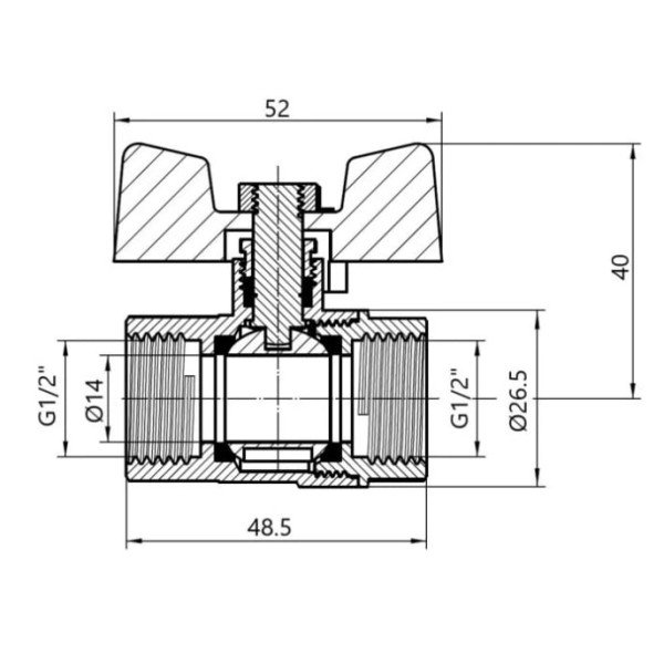 Кран кульовий SD Plus 1/2" PN40 ВВ (мама-мама)